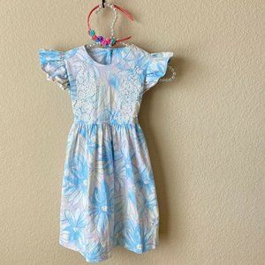 VTG Kids Girls Dress Floral Lace Pastel Size: 5T & Free Hair Headband Cottagecor